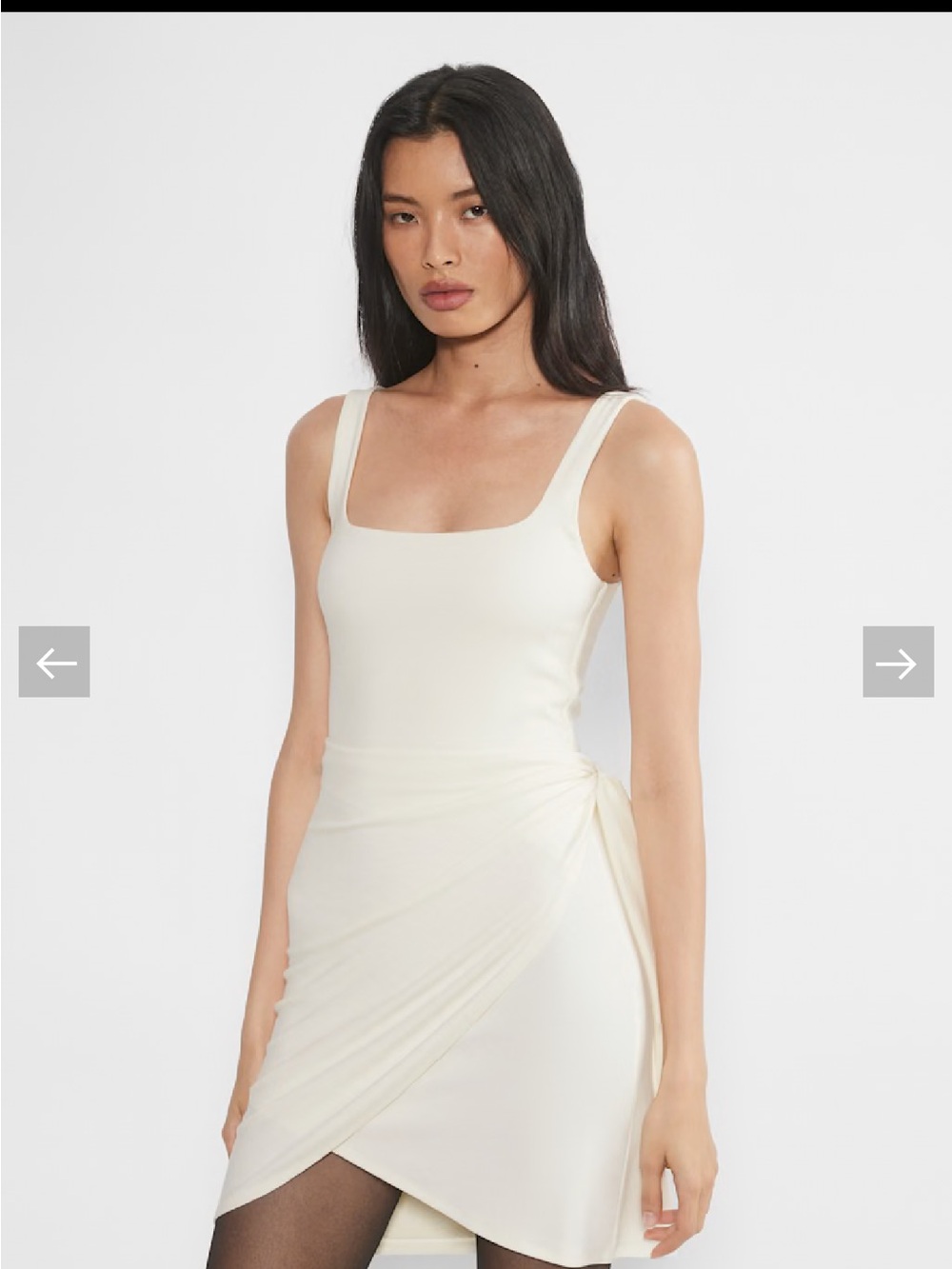 Wilfred Cream Square-Neck Draped Mini Dress